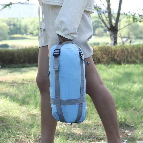 Campingdeken Poncho - Kampeerdeken Slaapzak - Buiten Overnachten - Waterafstotend - 230 x 14 cm - Lichtblauw — afbeelding 3