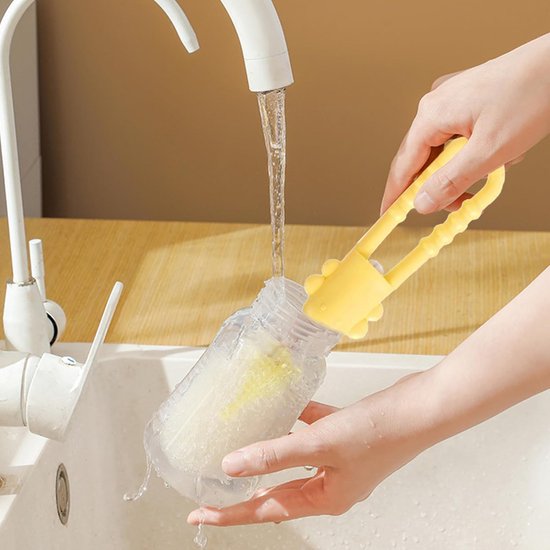 Fles Borstel Set - Speen Reiniger - Baby Spullen Schoon - Duurzaam Siliconen PP - 163 cm Lengte - Geel — afbeelding 2