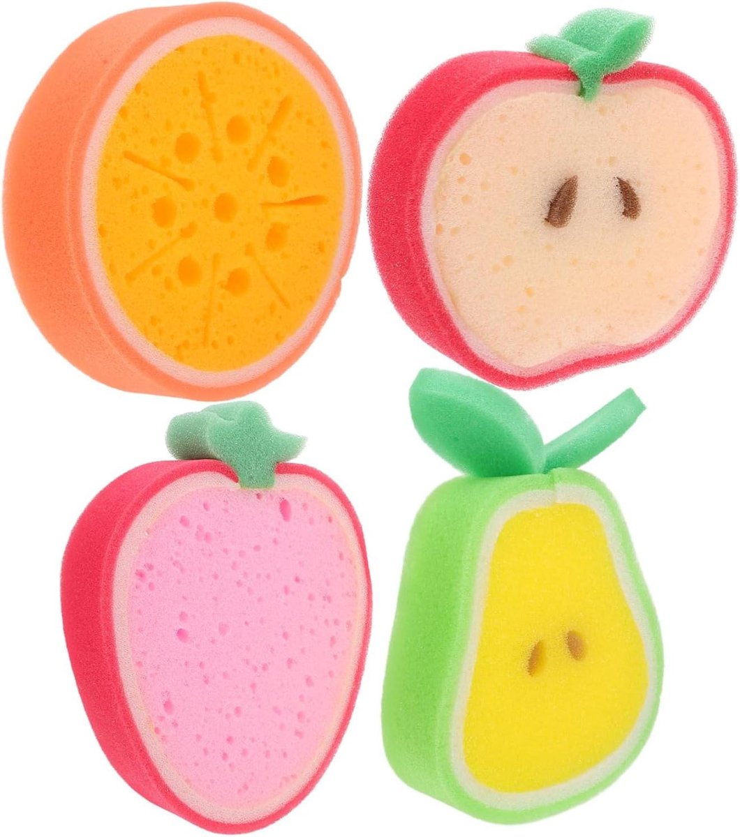 Spons Set - Afwas Spons - Keuken Schoonmaken - Vrolijk Fruit Design - 4 Stuks - Assorti