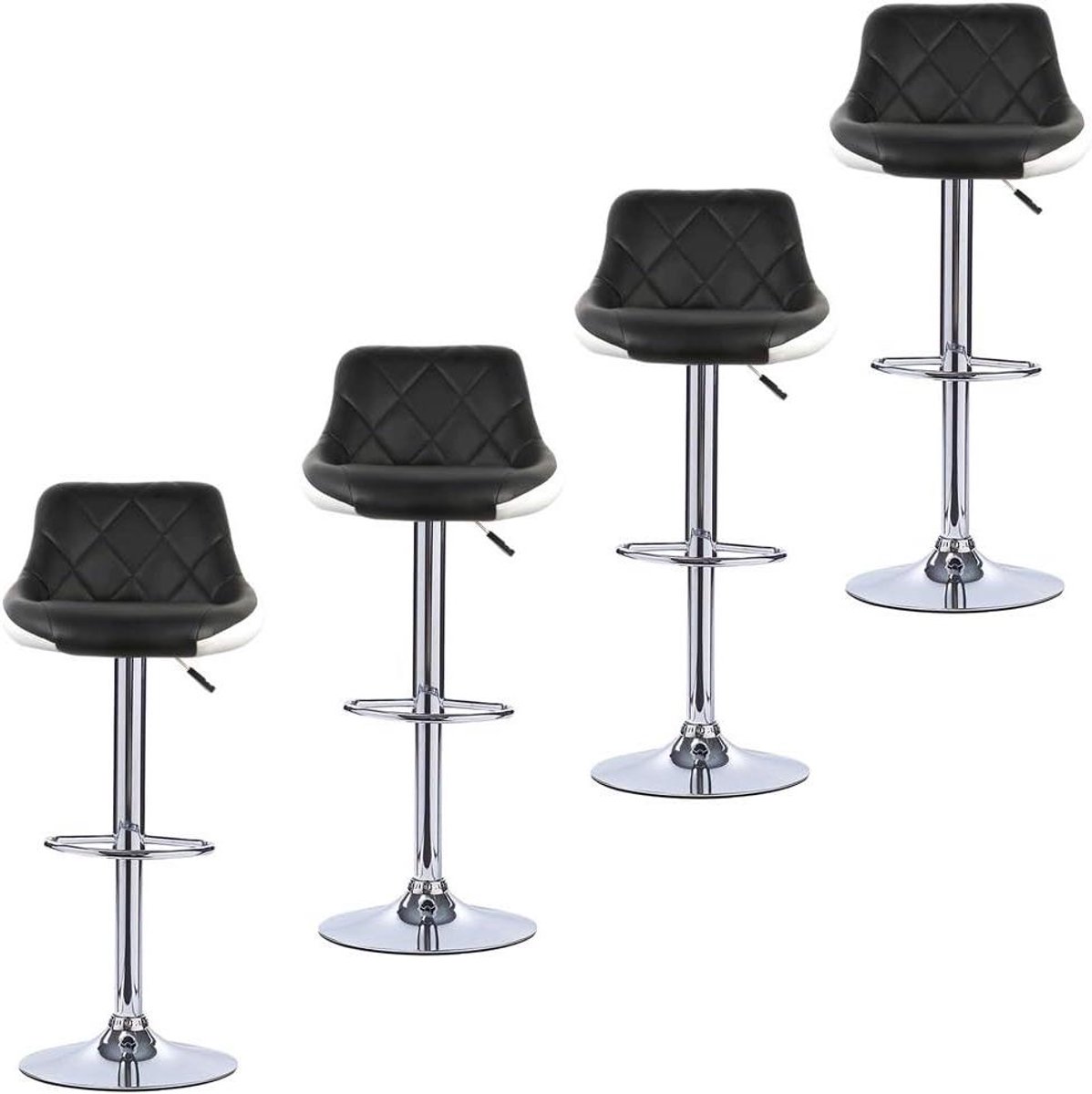 Barkrukken met rugleuning - Hoge stoelen - Aan bar zitten - In hoogte verstelbaar - Set van 4