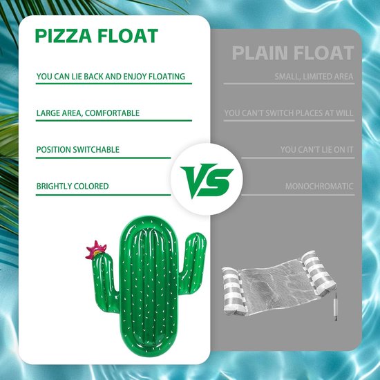 Opblaasbaar Matras - Waterhangmat Drijver - Ontspannen in water - Dubbele luchtkamers - 170 x 62 cm - Cactus — afbeelding 5