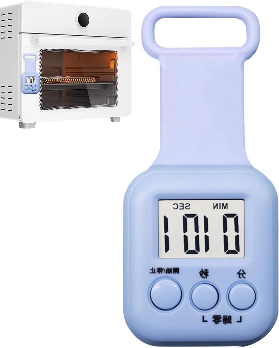 Stop Timer Klok - Tijd Teller - Keuken Koken - Magnetische Bevestiging - 12x36x12 mm - Blauw