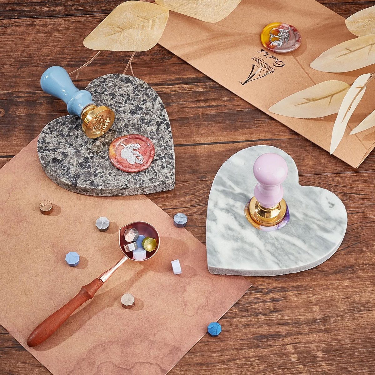 Cosensi - Dailygoods - Dailygoody - Marmer Onderzetters - Hartvorm - Absorberend - Wit - Keramische Steen - Tafelblad Bescherming - Geschikt voor Wax Seal - Keramiek