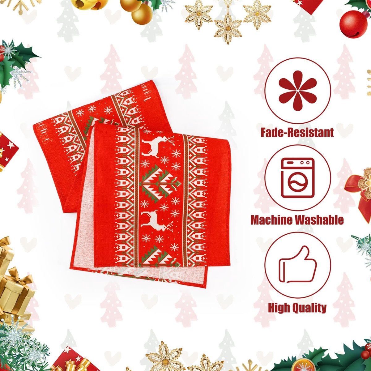 Dailygoods - Premium Linnen Kerst Tafelloper voor Feestdagen