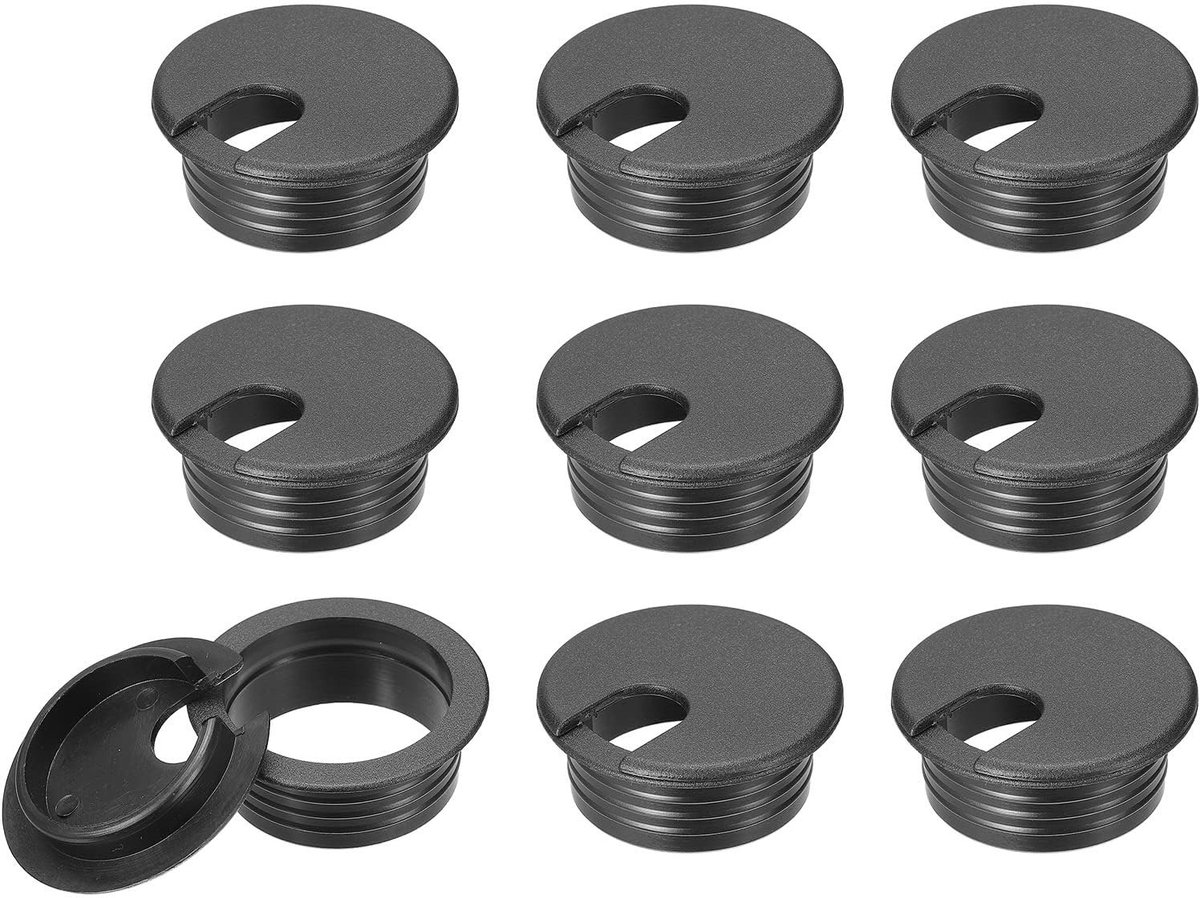 Dailygoods - 10 Stuks Bureaukabelgatafdekking voor Kabelbeheer, Zwart