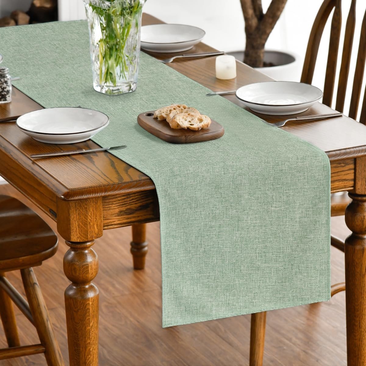 Dailygoods - Salie Groene Tafelloper voor Herfstdecoratie, 40 x 180 cm