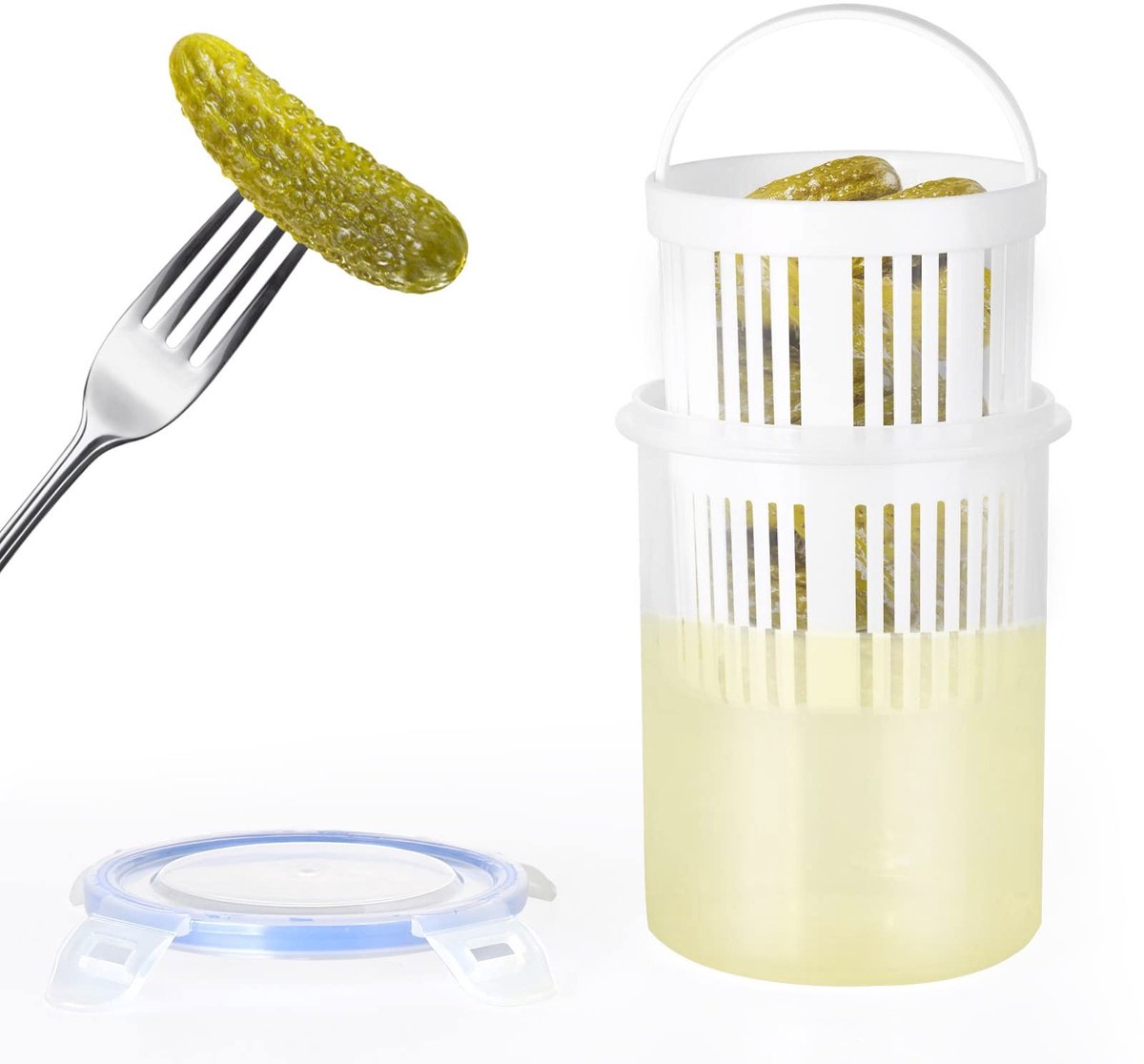 Dailygoods - Lekvrije Augurk Pot met Verwijderbare Zeef voor Keukenopslag
