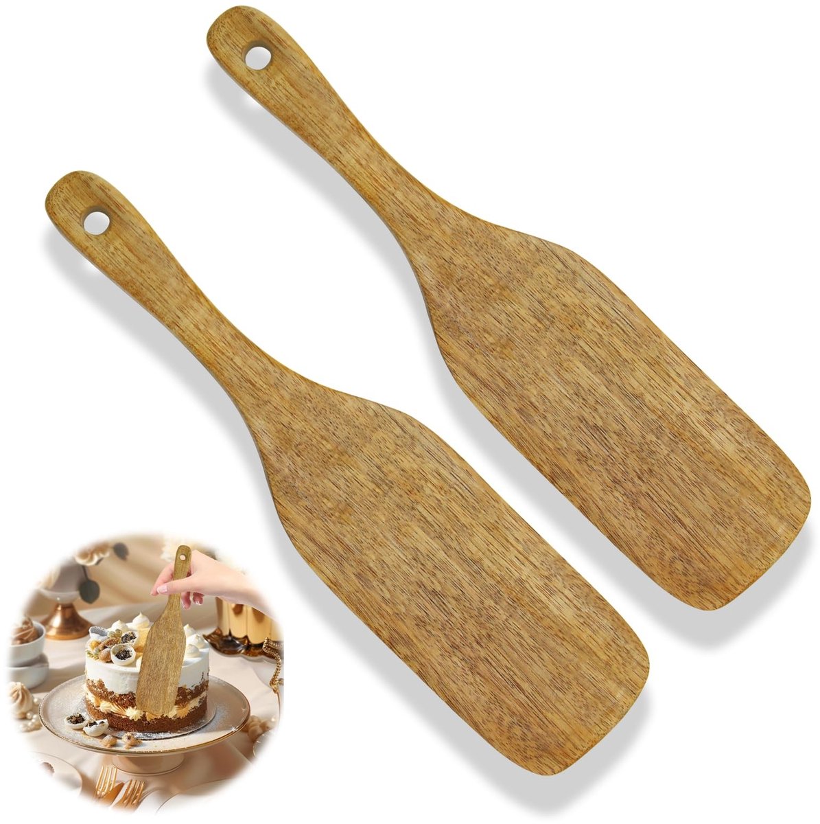 Dailygoods - Set van 2 Houten Keukenspatels voor Bakken