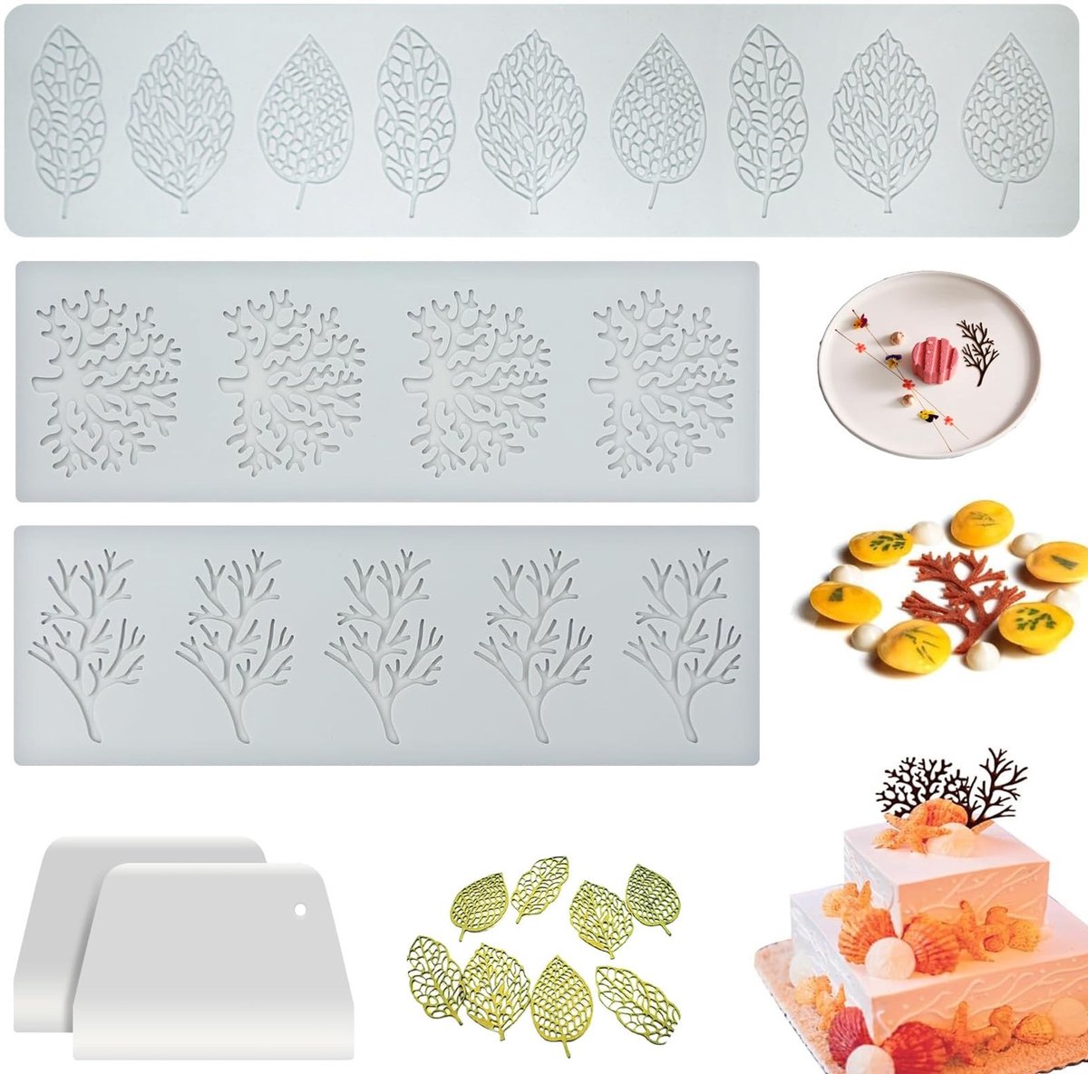 Dailygoods - Tuile Mold Siliconen Bakvorm Set van 3