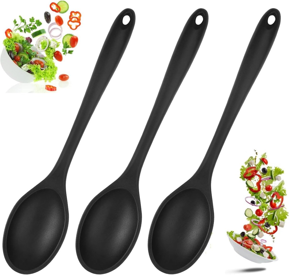 Dailygoods - Set van 3 Hittebestendige Siliconen Kooklepels 27 cm