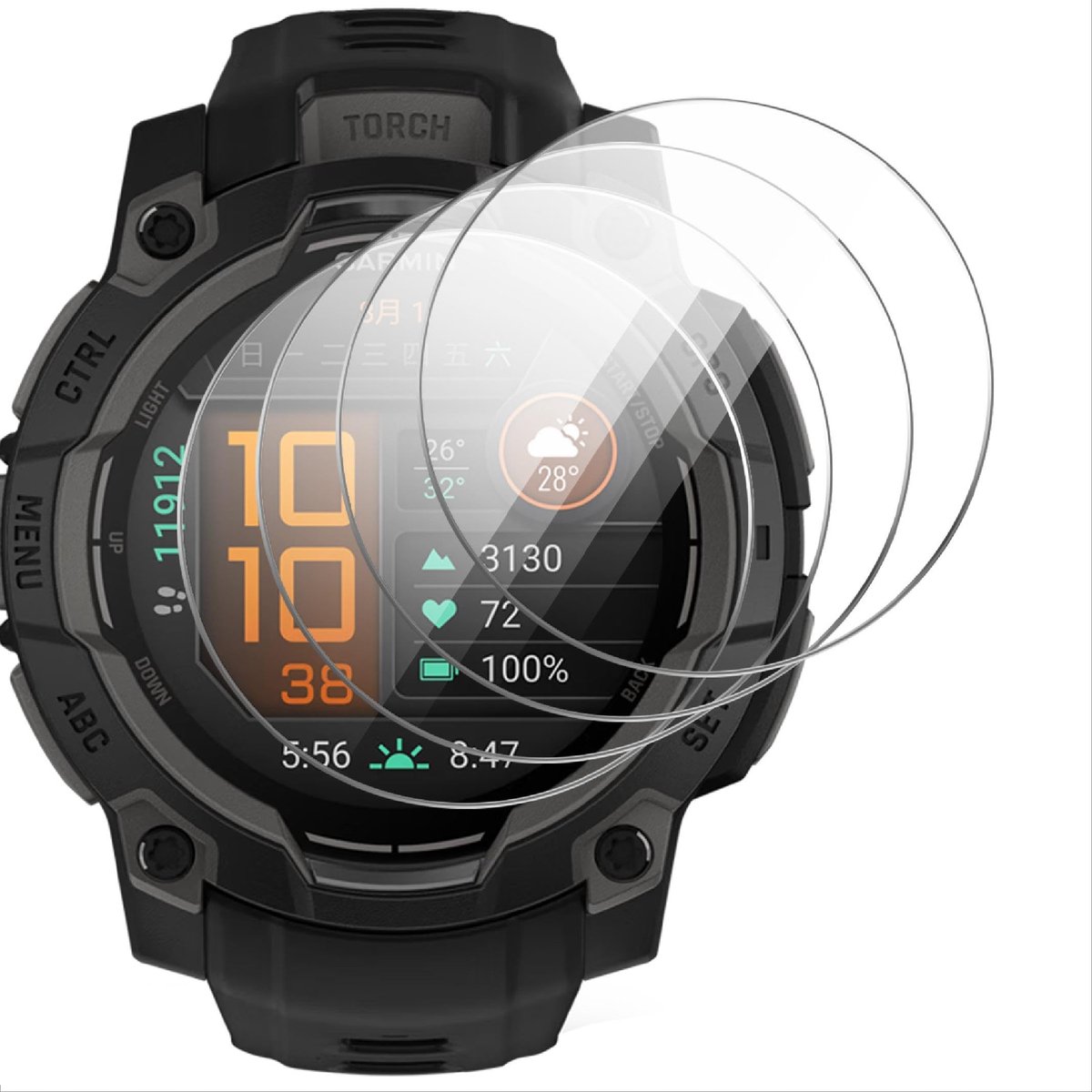 Dailygoods - Gehard Glas Screen Protector voor Garmin Instinct 3