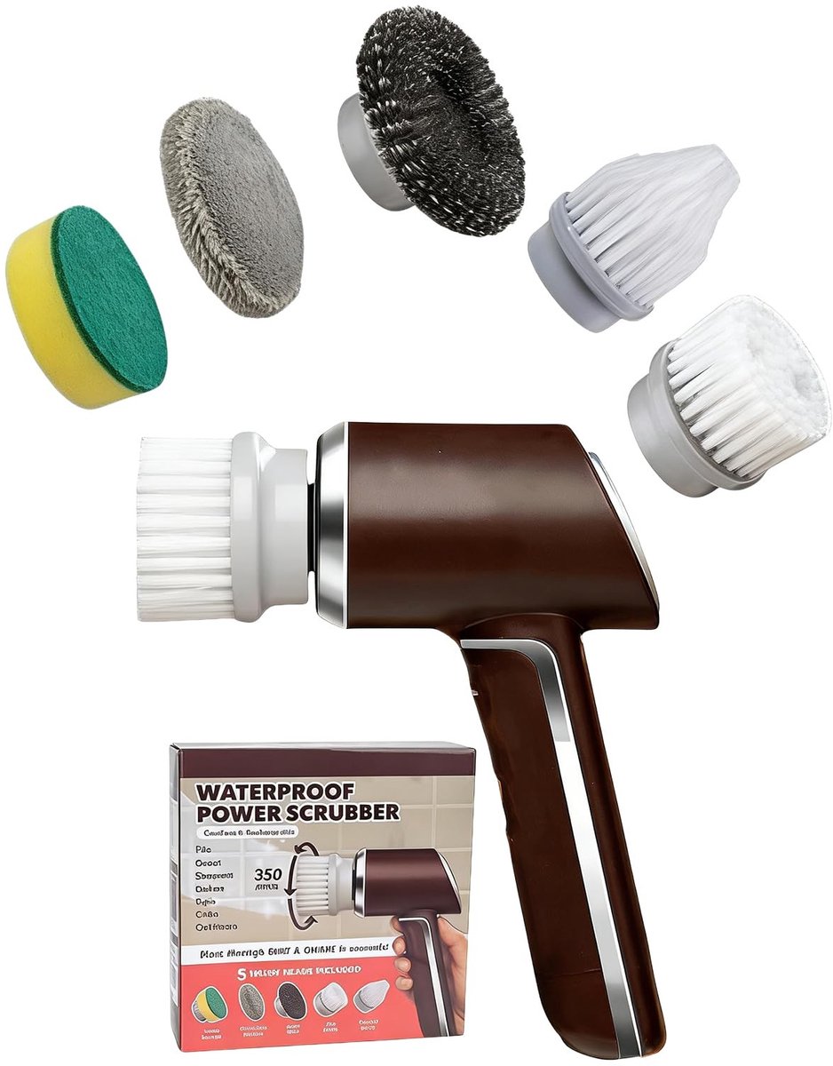 Dailygoods - Draadloze Elektrische Reinigingsborstel met 5 Borstelkoppen
