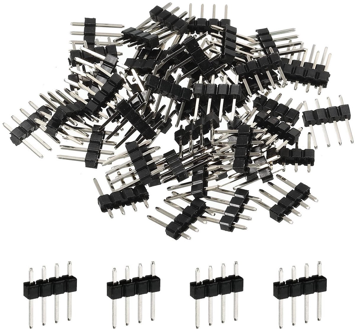 Dailygoods - 50 Stuks Rechte Pin Header 4-Pins voor PCB-Connectoren