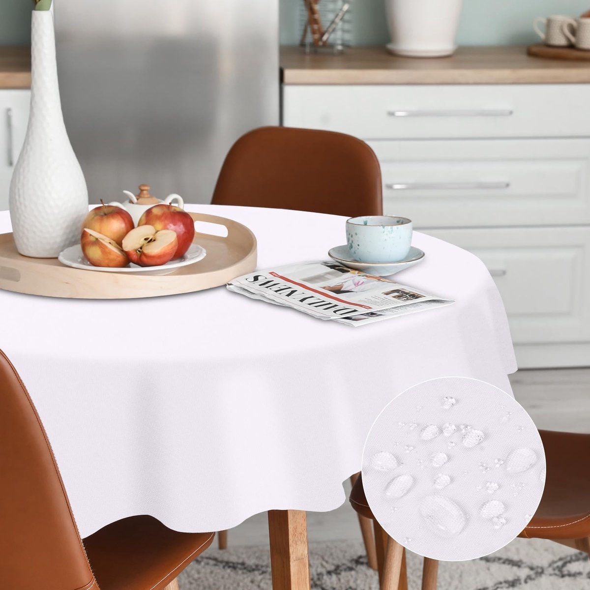 Dailygoods - Vlekbestendig en Waterdicht Tafelkleed van Polyester - Wit - 140 cm