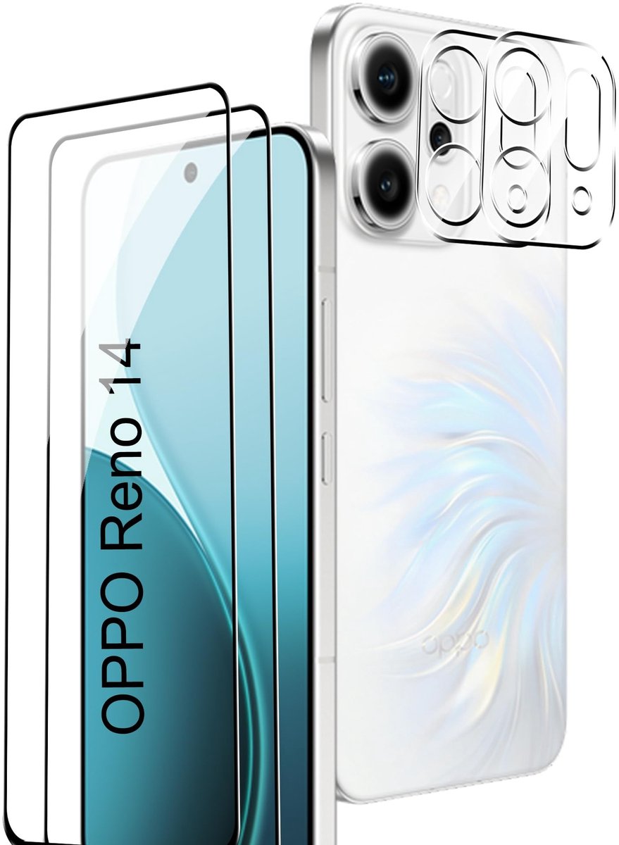 Dailygoods - Veiligheidsglas voor Oppo Reno 14, 2 Stuks met Camerabescherming