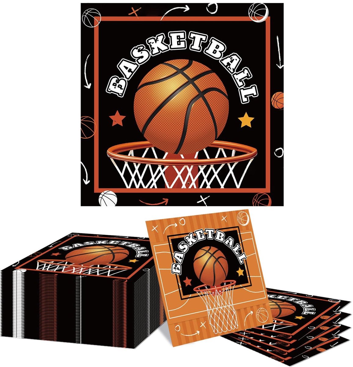 Dailygoods - Set van 40 Basketbal Servetten voor Kinderverjaardagen