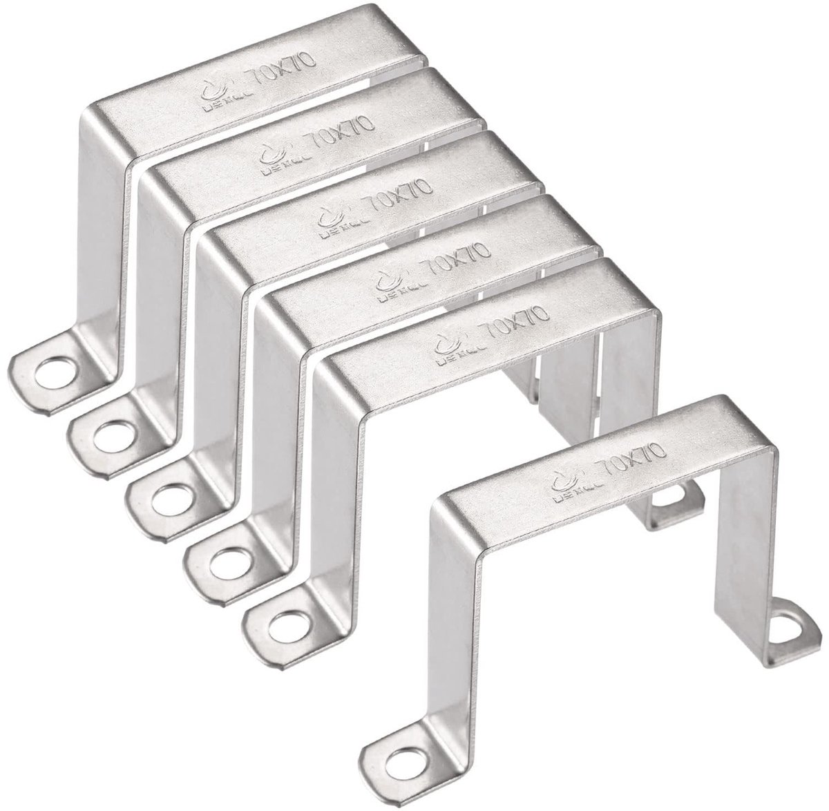Dailygoods - Set van 6 Roestvrijstalen U-vormige Connectorbeugels 70 mm