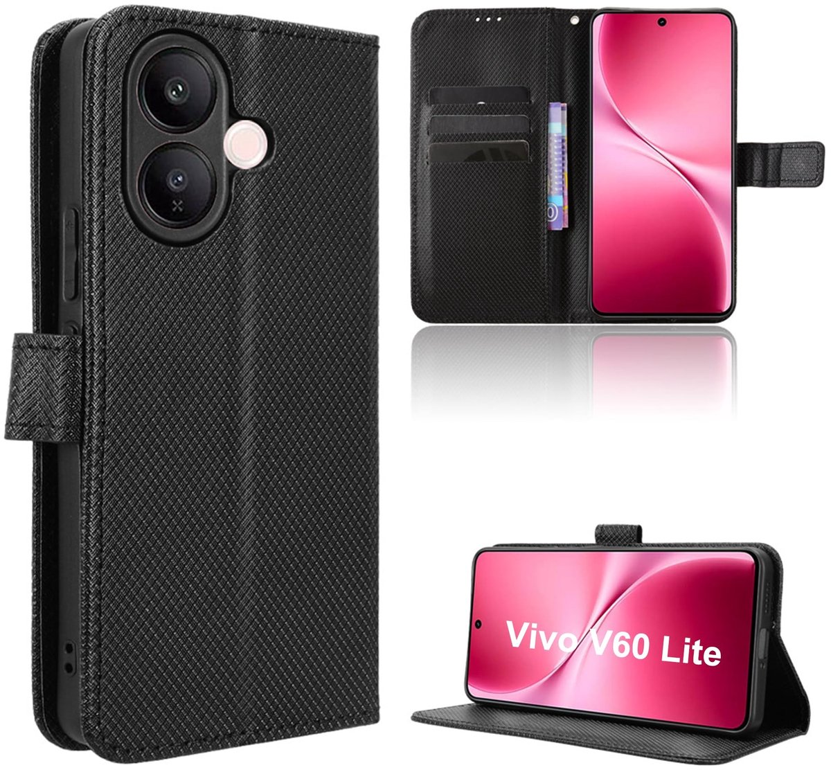 Dailygoods - Klapetui voor Vivo V60 Lite met Standfunctie en Kaartenvak