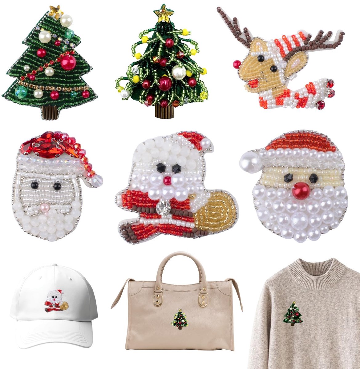Dailygoods - Set van 6 Kerst Kralen Patches voor Kleding en Decoratie