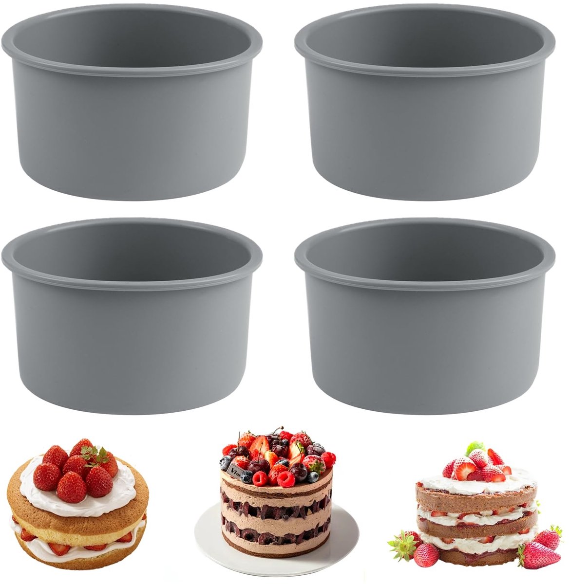 Dailygoods - 4 Stuks Kleine Taartvormen van Siliconen, 10 cm, BPA-vrij