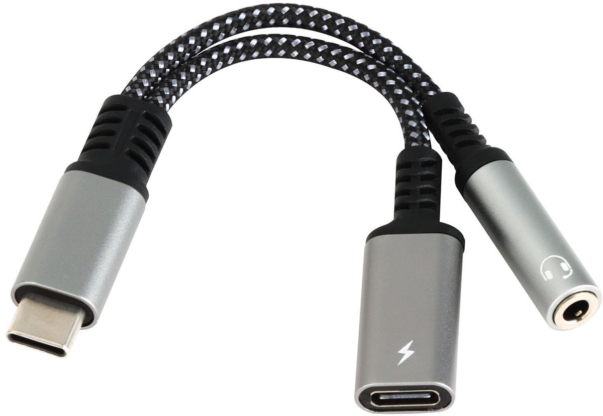 Dailygoods - USB C naar 3,5 mm Jack-Adapter met Opladen