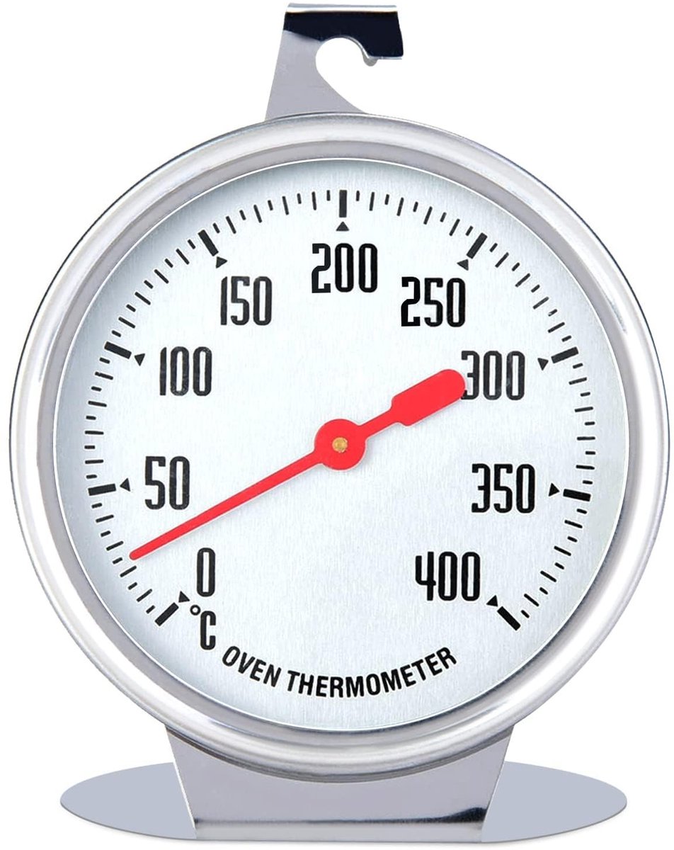 Dailygoods - Dailygoody - Oventhermometer - Thermometer voor elektrisch fornuis - 400 graden - Roestvrij staal - Keukenaccessoire - Geschikt voor bakken - Heldere ...