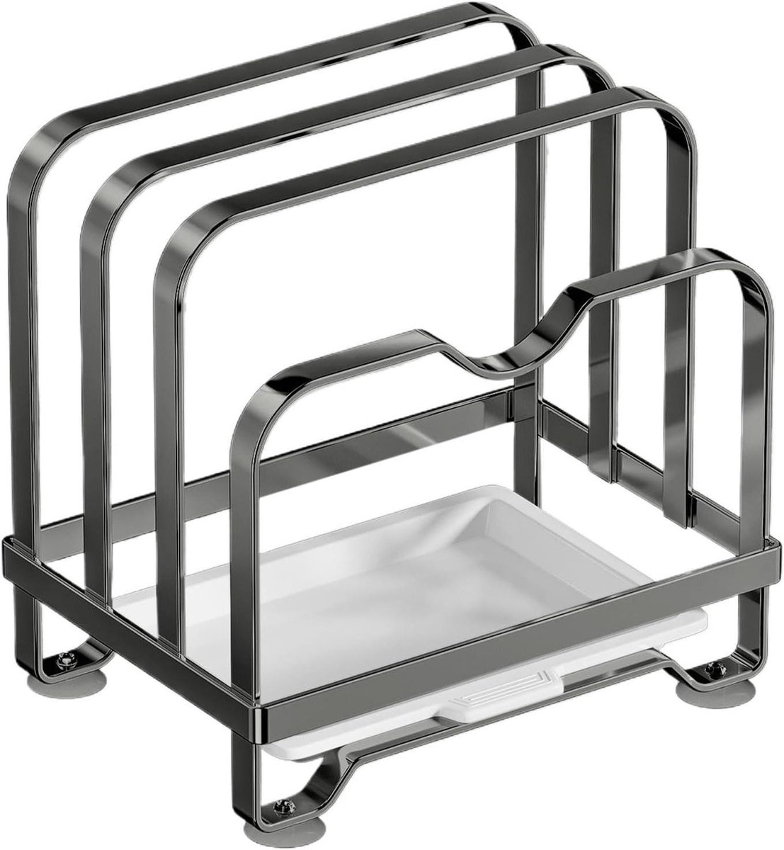 Pannendekselhouder - Keuken Organizer - Keuken Opbergen - Met Druptray - 16.5cm Diep - Grijs