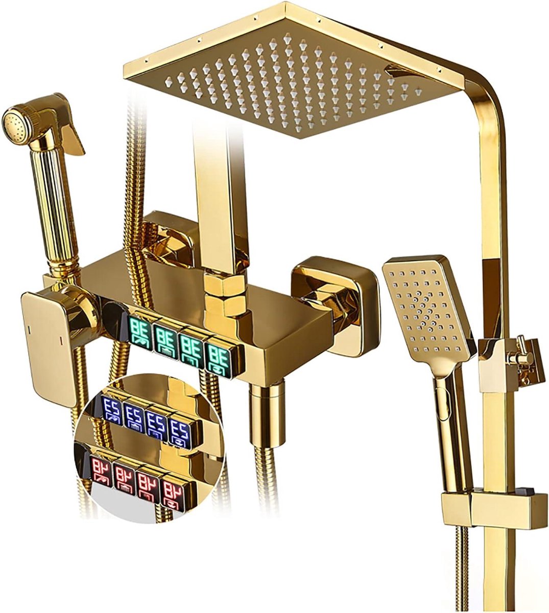 Douche Systeem - Regendouche Set - Ontspanning Thuis - LED Temperatuur Display - 8 Inch Ko