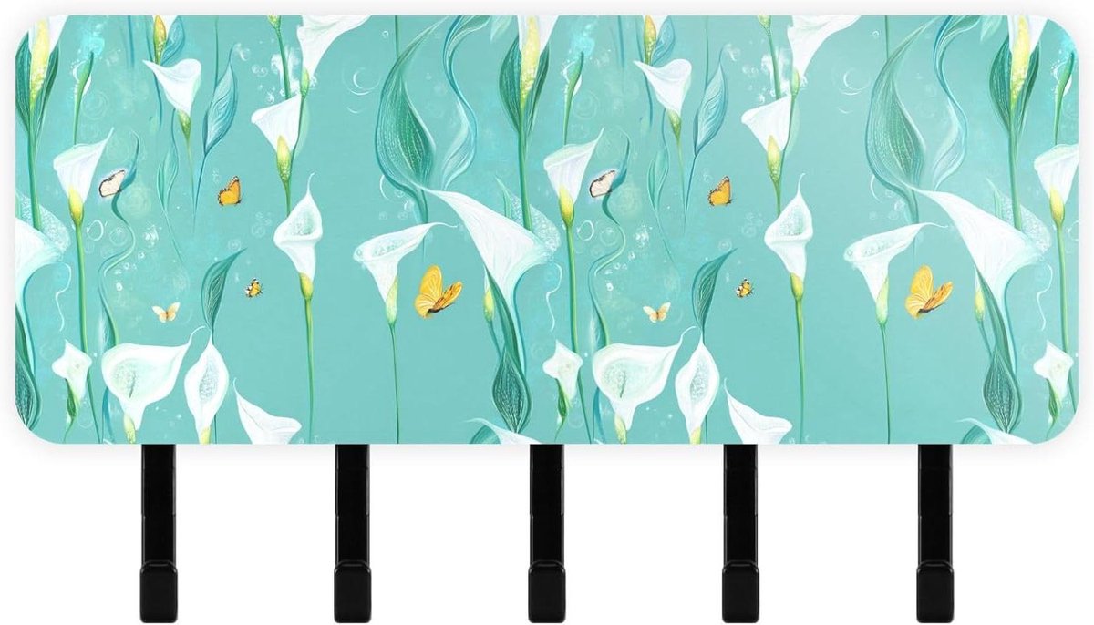 Bloemen Sleutelhouder - Wand Organizer - Huis Ordenen - Met Mail Vak - 18 x 10.5 cm - Turquoise