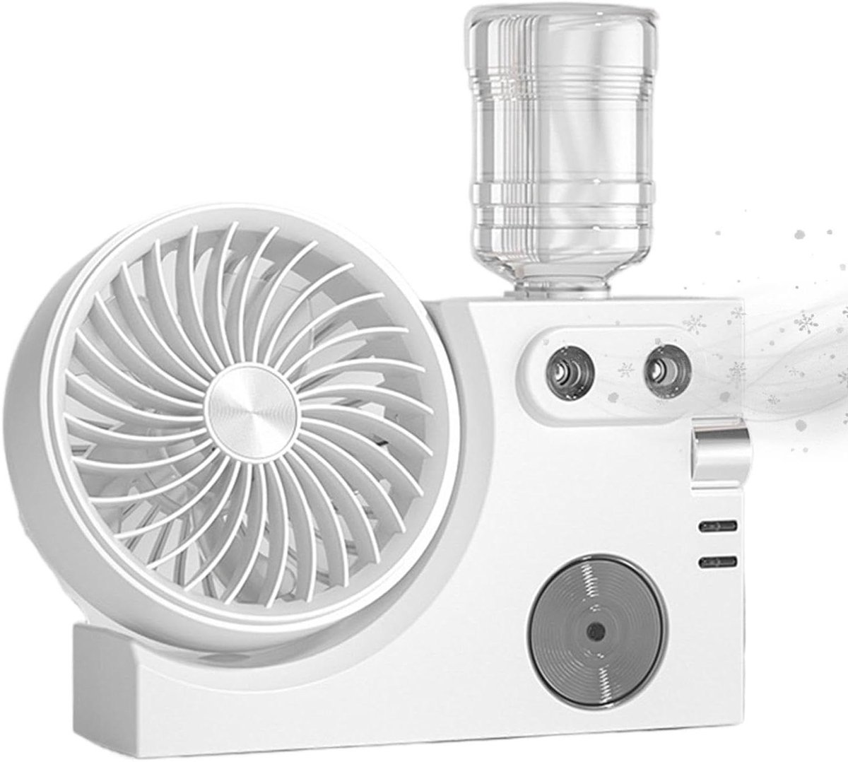 Mistventilator - Vernevelaar Koeler - Persoonlijke Koeling - Dubbel Mondstuk - 7x23x7 cm - Wit
