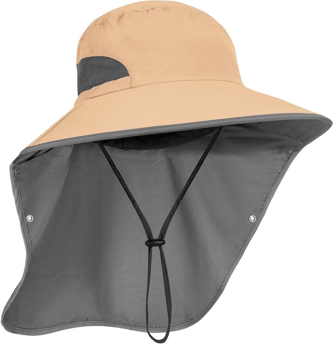 Zonnehoed Afneembaar - Heren Dames - Outdoor Bescherming - UPF 50+ UV - Verstelbaar - Zwart