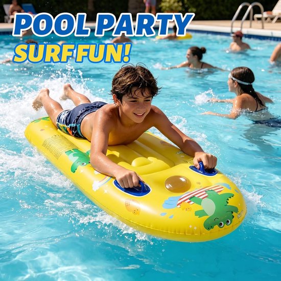Opblaasbaar luchtmatras - Waterluchtbed zwembad - Waterpret zomer - Kantelvrij design - 110 cm breed - Geel — afbeelding 5