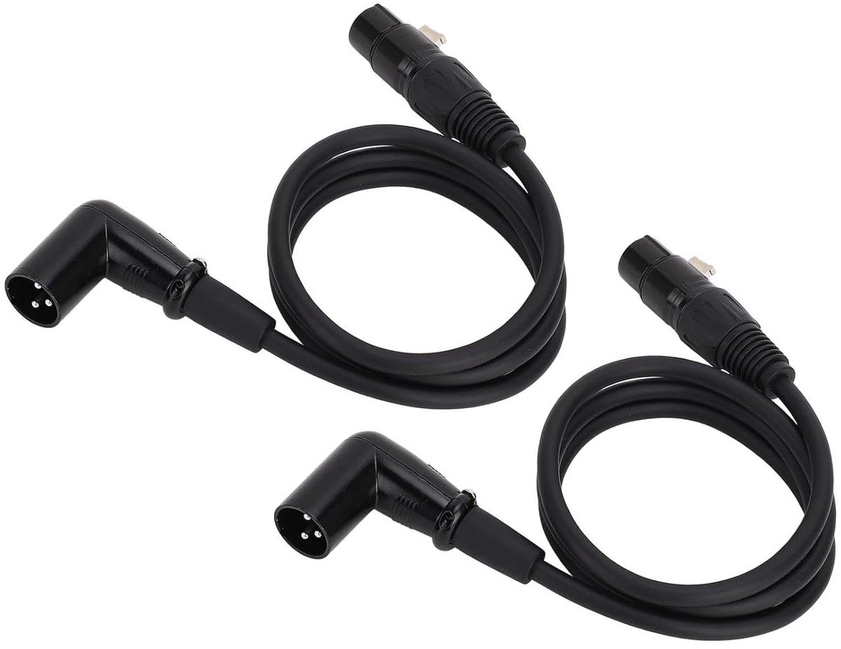 XLR Kabel - Microfoonverlenger - Audio Verbinding - Haakse Connector - 2 Stuks - Zwart