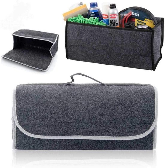 Auto Opbergdoos - Kofferbak Tas - Auto Organiseren - Opvouwbaar Design - 50 x 25 x 16 cm - Grijs