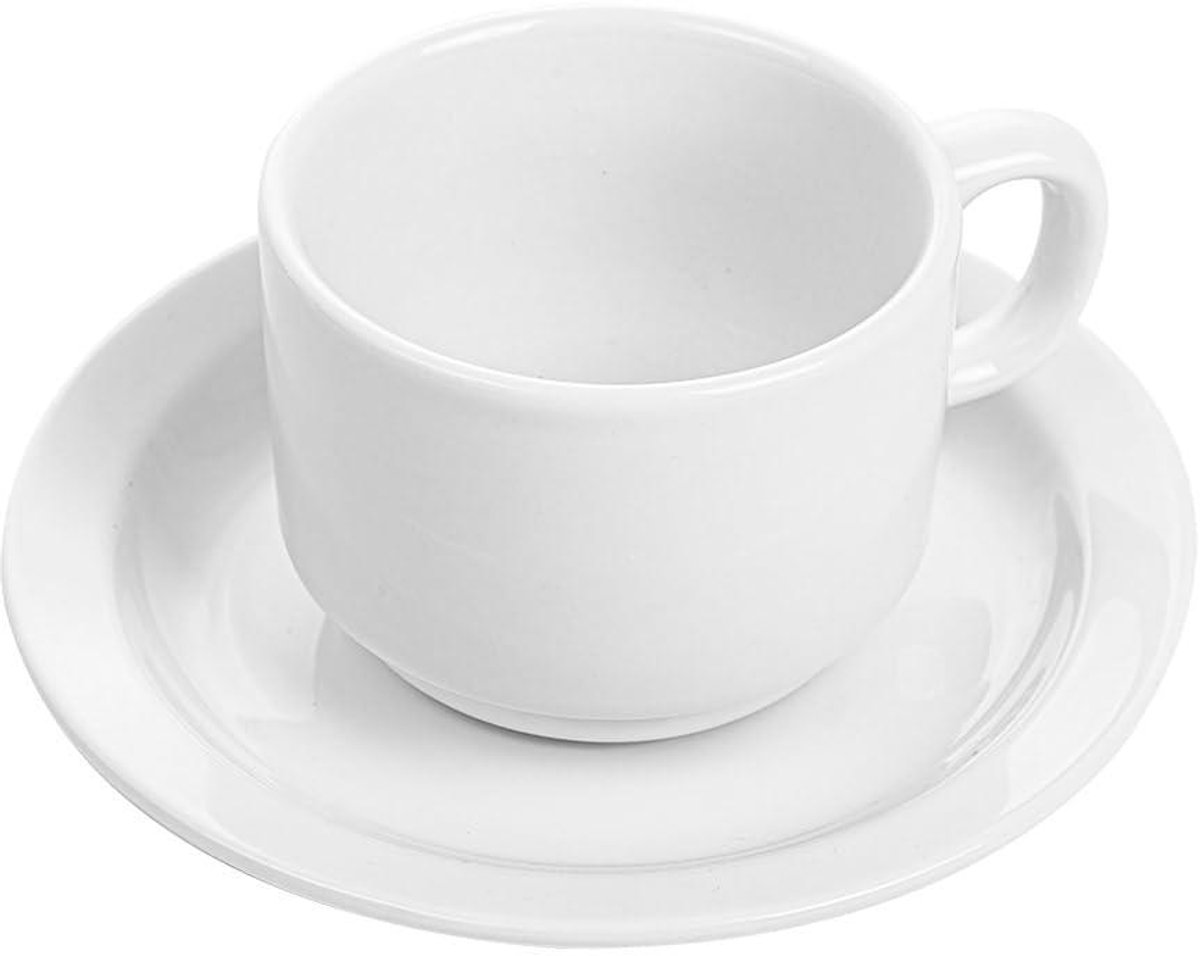 Porseleinen Kopjes - Koffiekopjes - Horeca Gebruik - Magnetron Oven Veilig - 12 Stuks - Wit