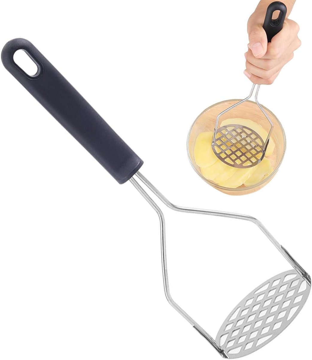 Aardappelstamper - Keukenstamper - Eten Bereiden - Roestvrij Staal - 25.5 cm - Zilver