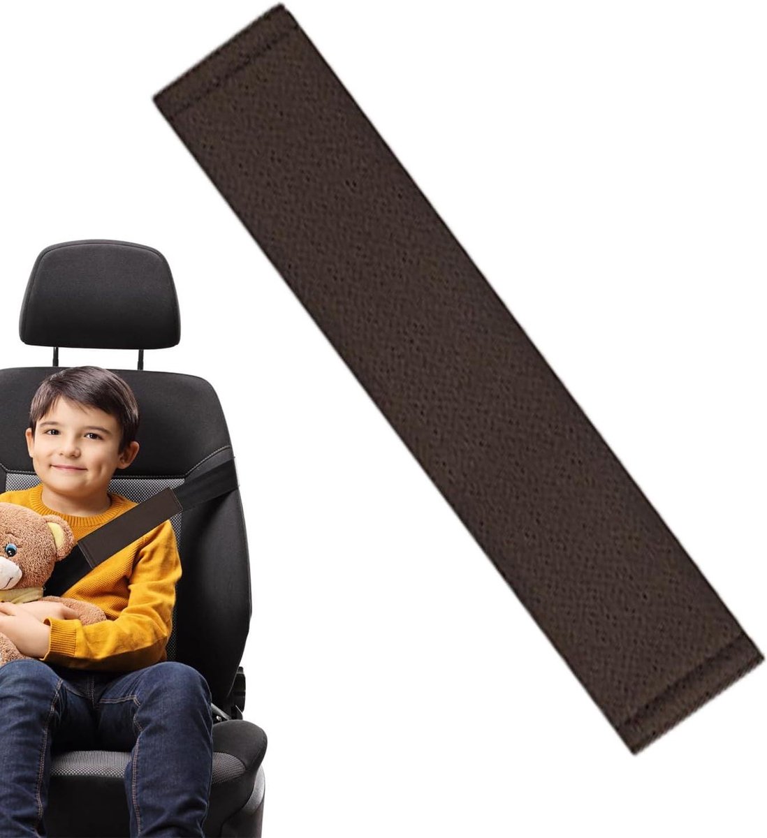 Gordelhoes Auto - Schouderpads Comfort - Comfortabel Reizen - Ademend Materiaal - 31 cm Lengte - Bruin