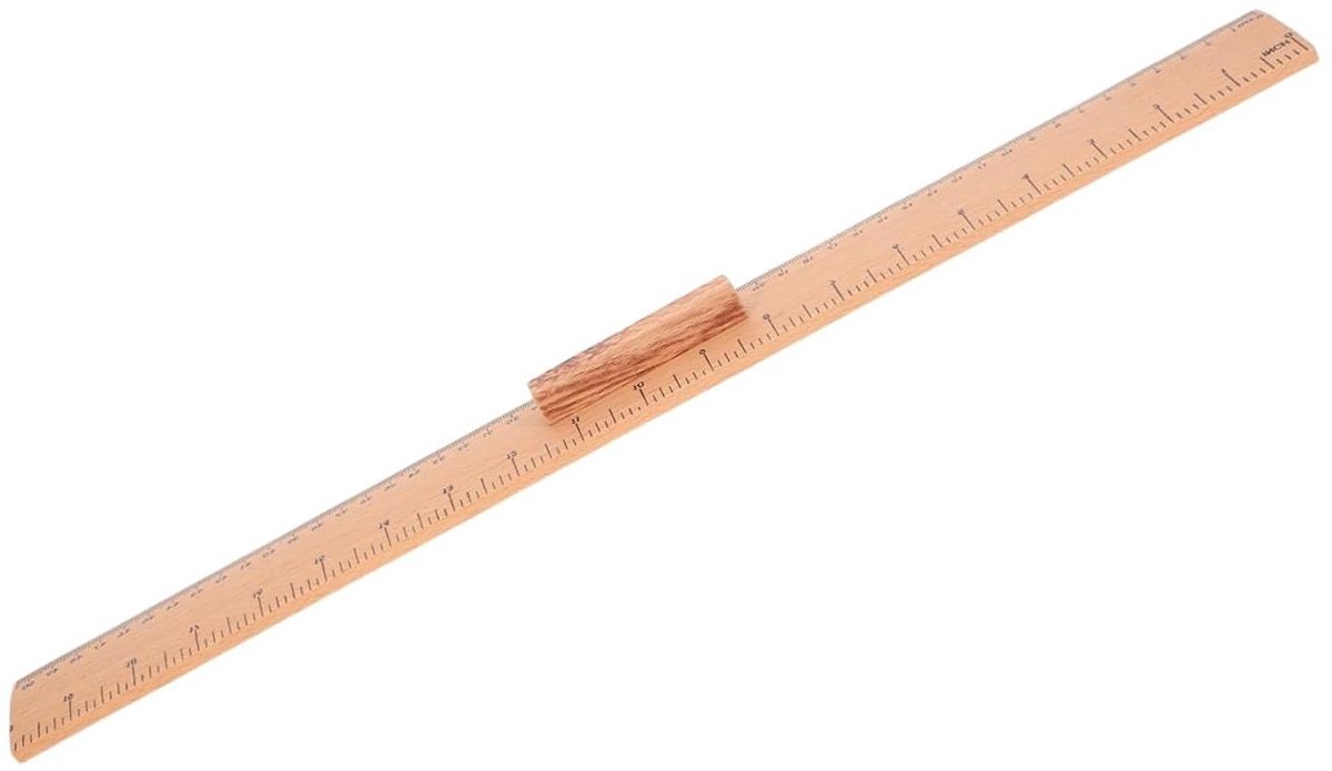 Houten meetlat - Knutsel liniaal - Stoffen opmeten - Dubbele precisie schaal - 51 cm - Kaki