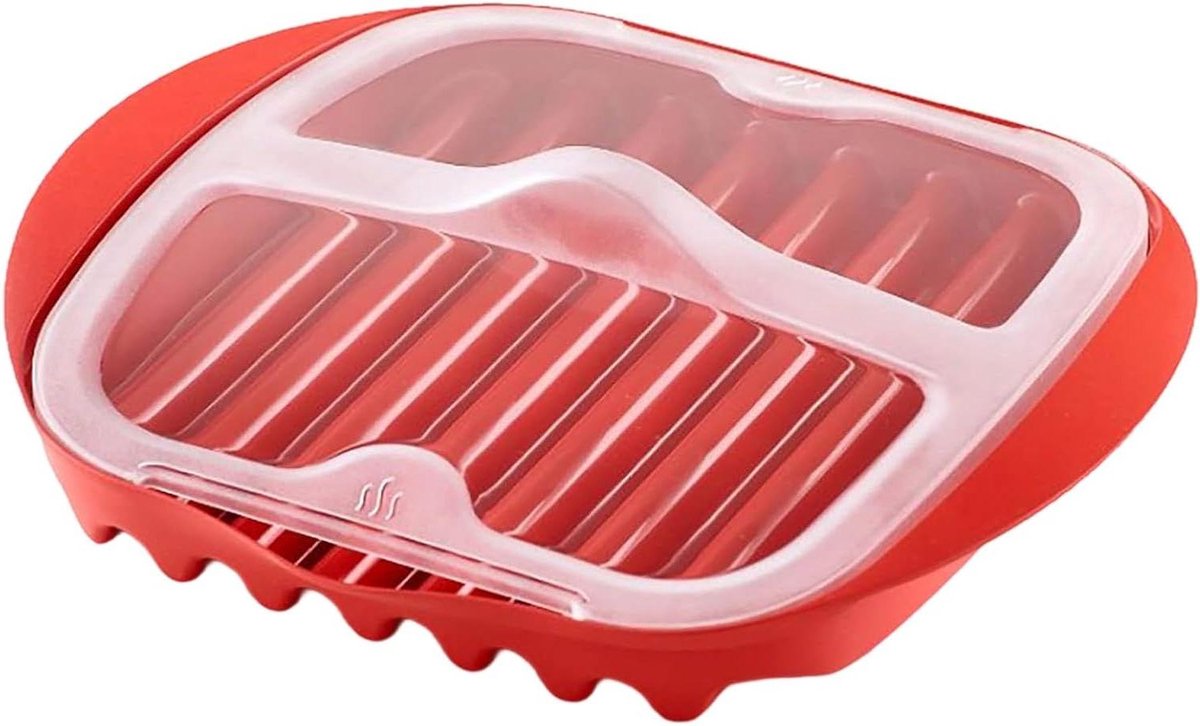 Magnetronschaal met deksel - Spatbescherming bakgerei - Eenvoudig bereiden - Vaatwasmachinebestendig - 275 x 245 cm - Rood
