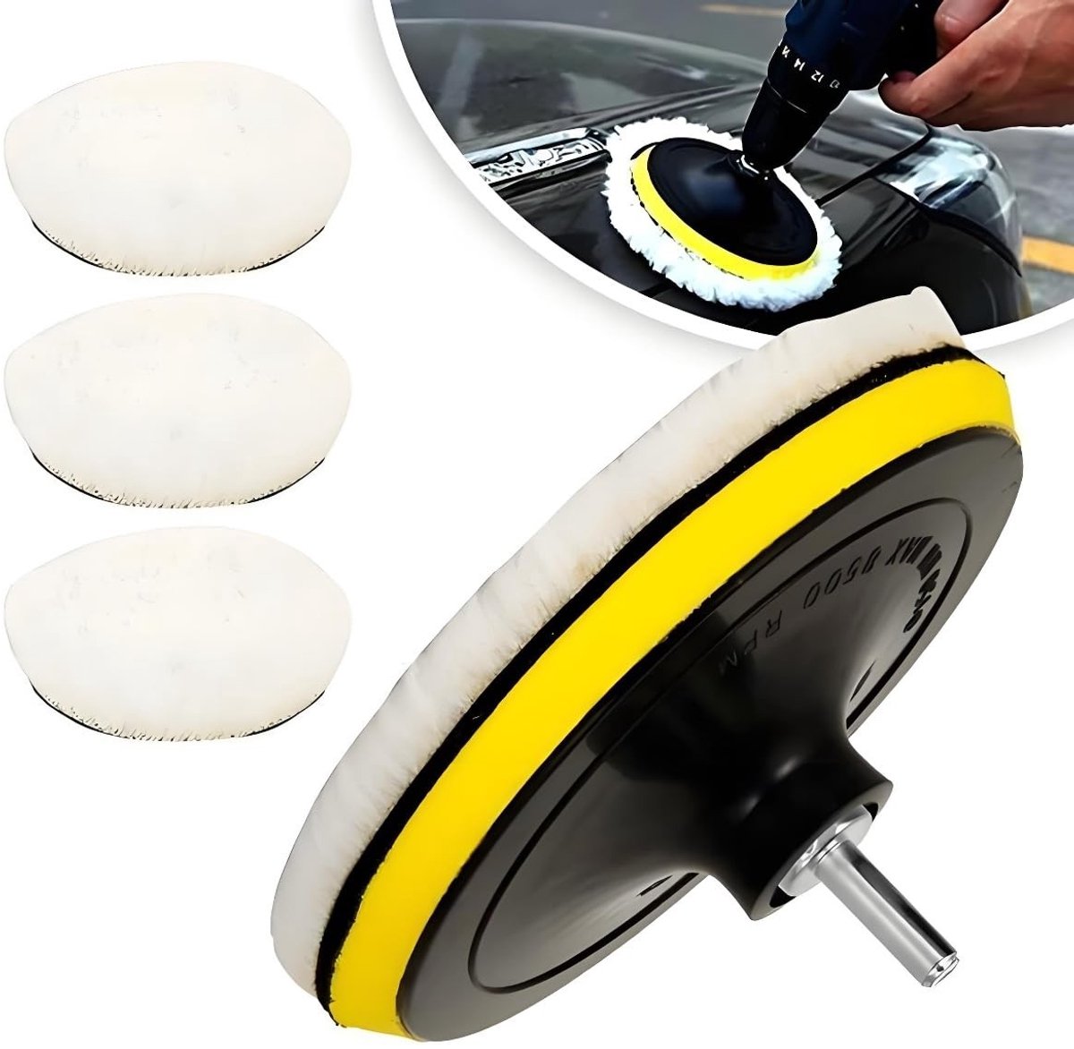 Dailygoods - 5 Inch Wollen Polijstpads 6-Pack voor Autodetailing