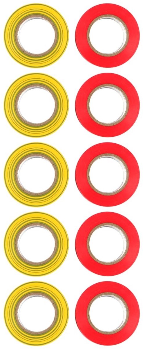 Dailygoods - Dailygoody - PVC-isolatietape - Zelfklevend - Hoogwaardige isolatie - Rood/geelgroen - Water- en hittebestendig - Voor reparatie van isolatiedraden