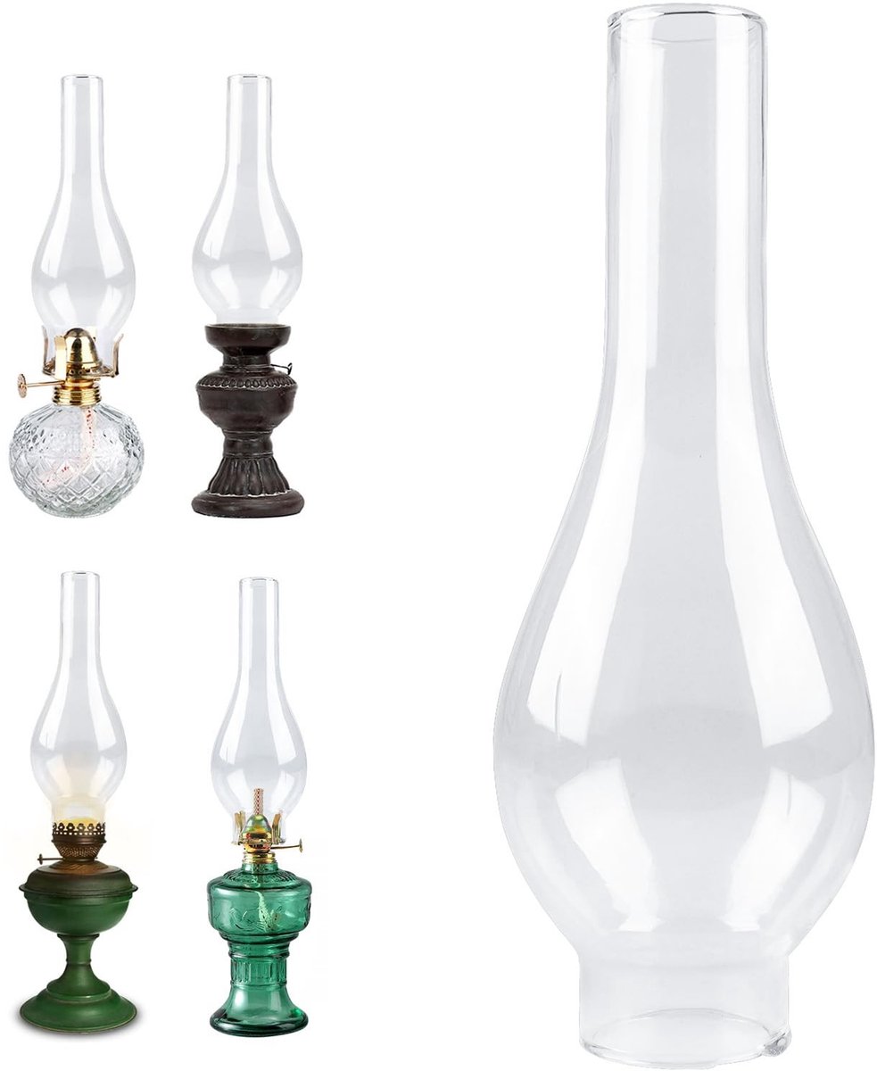 Dailygoods - Dailygoody - Vervangende Glazen Lampenkap voor Olielamp - Retro Kerosine Lamp 24cm