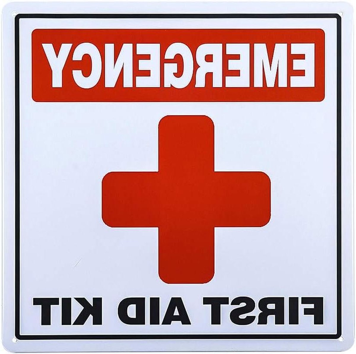 Eerste Hulp Kit Stickers - Veiligheidstekens - Noodgevallen Aangeven - Voorgeboorde Gaten - 10x10 Inch - Rood Wit