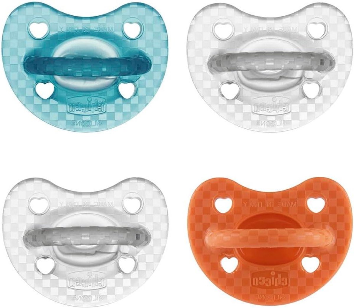 Fopspeenband siliconen - Baby speen - Mondontwikkeling stimuleren - Fysiologische ademhaling - 4 stuks - Blauw oranje