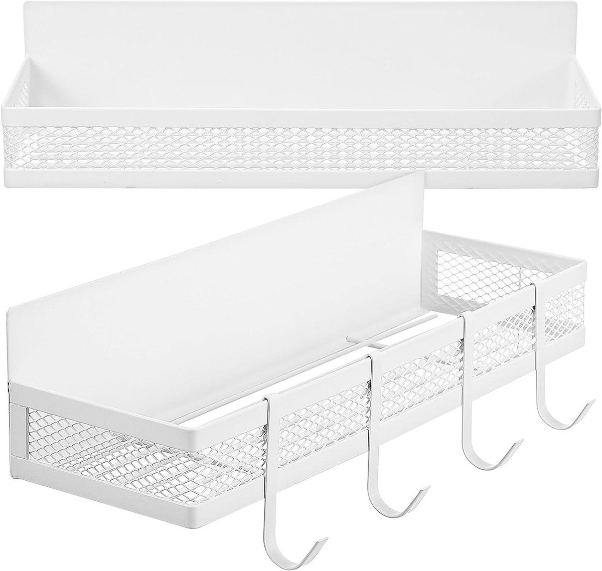 Magnetisch rek - Hakenhouder - Keuken en badkamer - Sterke magneet - 2 stuks - Wit