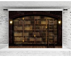 Fotoachtergrond - Boekenrek decor - Portret fotografie - Vezelweefsel materiaal - 22 x 15 m - Klassiek vintage