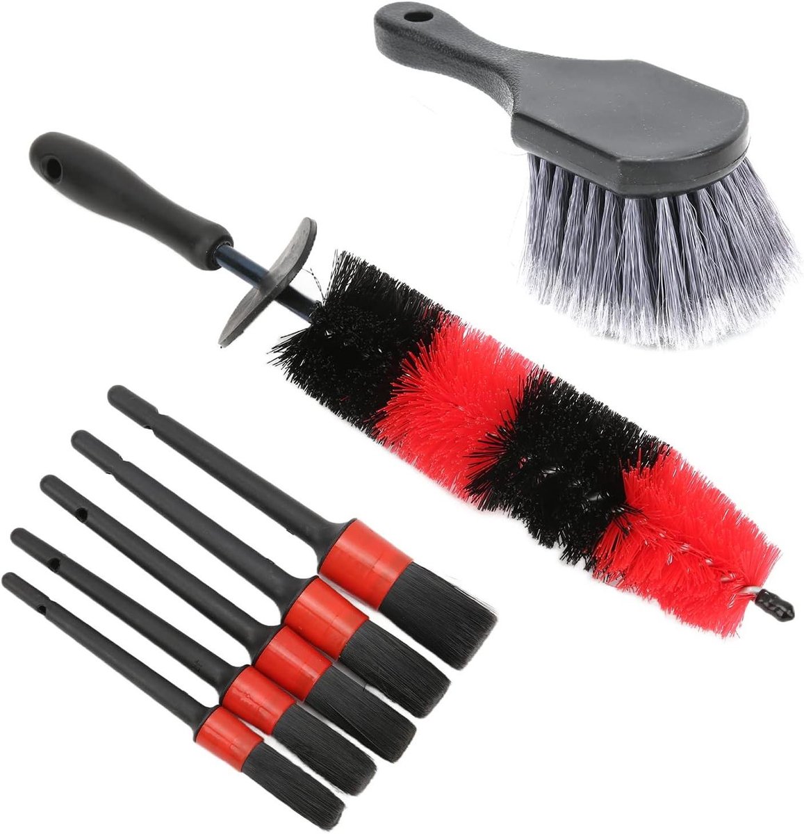 Auto Poetsborstel Set - Detailing Borstels - Auto Reinigen - Metaalloos Ontwerp - 7 Delig - Zwart