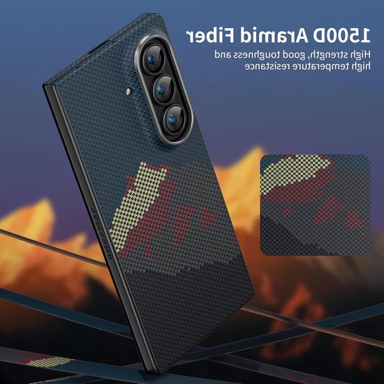 Aramidevezel Hoes voor Samsung Galaxy Z Fold 7 met Screen Protector en Mag-Safe Compatibiliteit in Carbon Fiber Design, Ideaal voor Bescherming en Stijl — afbeelding 2