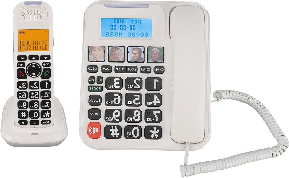 Draadloze Telefoon - Vaste Telefoon - Thuisgebruik - Groot Scherm Beller ID - Uitbreidbaar 5 Handsets - Wit