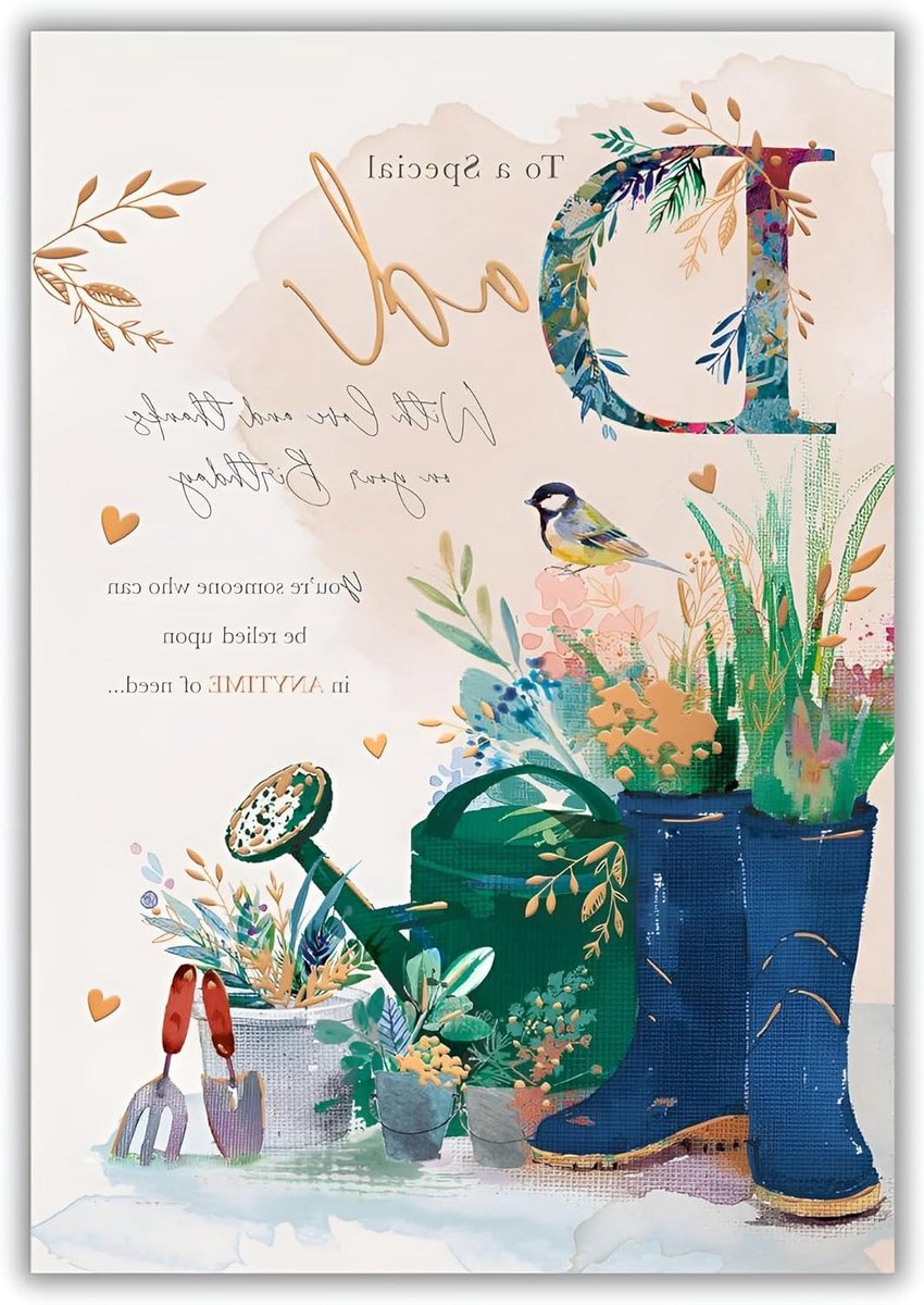 Verjaardagskaart Vader - Speciale Wens - Gefeliciteerd Zeggen - Artistiek Tuin Design - 229 x 159 mm - Multicolor